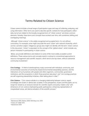 Terms Related to Citizen Science
