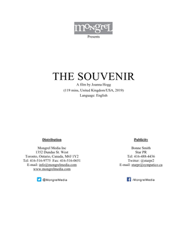 THE SOUVENIR a Film by Joanna Hogg (119 Mins, United Kingdom/USA, 2019) Language: English