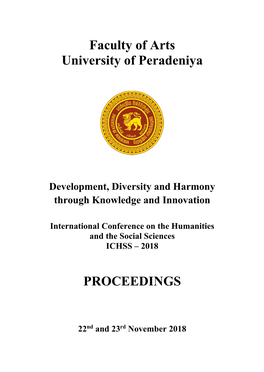 Faculty of Arts University of Peradeniya PROCEEDINGS