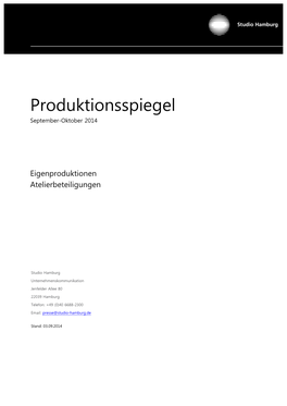 Produktionsspiegel September-Oktober 2014