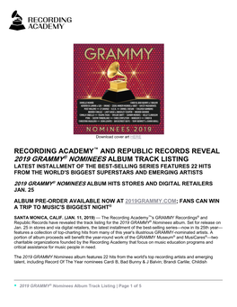 Recording Academy™ and Republic Records Reveal
