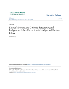 Moana, the Colonial Screenplay, and Indigenous Labor Extraction in Hollywood Fantasy Films Ida Yoshinaga