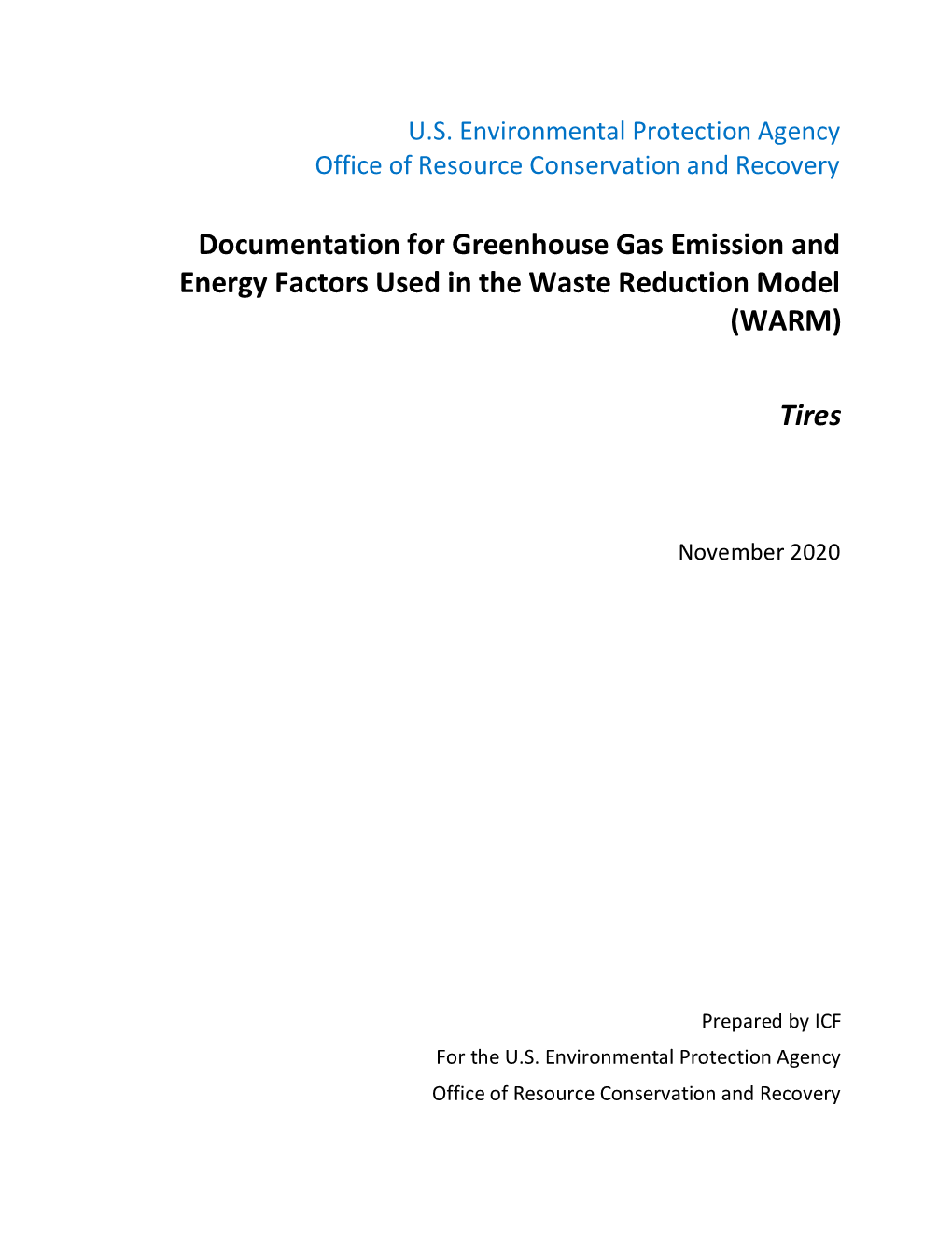 Documentation for Greenhouse Gas Emission and Energy Factors Used in the Waste Reduction Model (WARM)