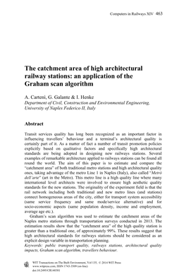 The Catchment Area of High Architectural Railway Stations: an Application of the Graham Scan Algorithm