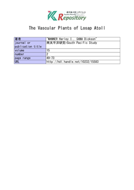 The Vascular Plants of Losap Atoll