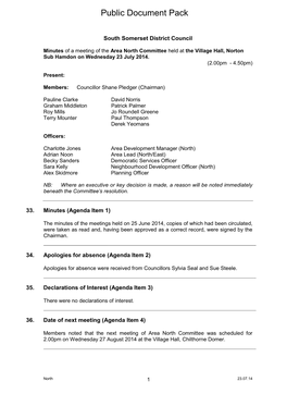 (Public Pack)Minutes Document for Area North Committee, 23/07/2014 14:00