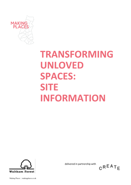 Transforming Unloved Spaces: Site Information