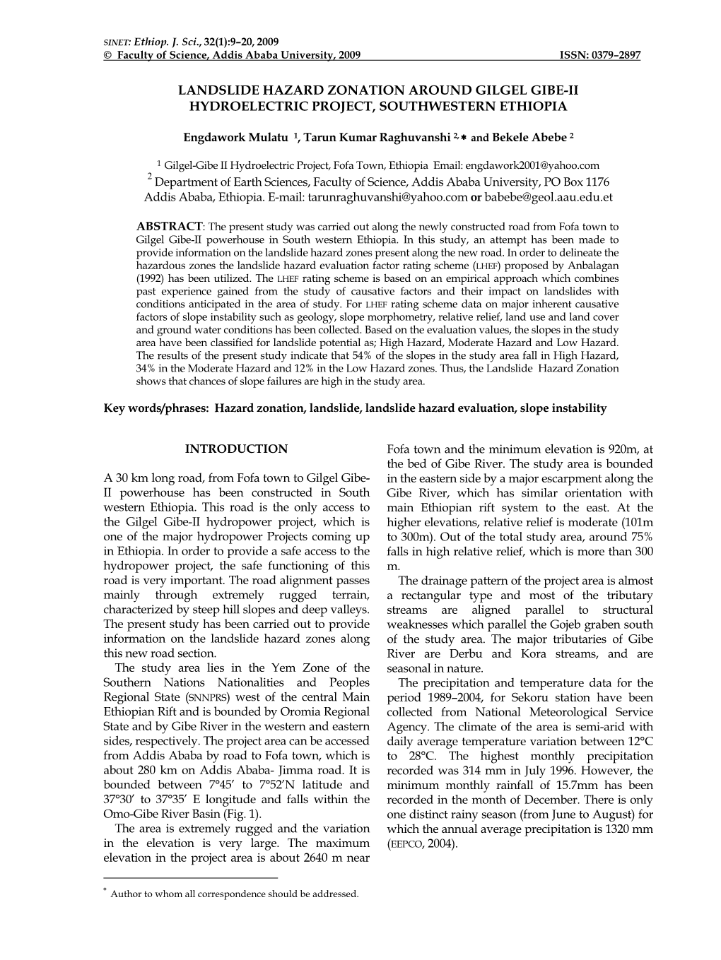 Landslide Hazard Zonation Around Gilgel Gibe-Ii Hydroelectric Project, Southwestern Ethiopia