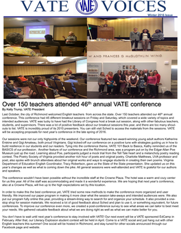 Over 150 Teachers Attended 46Th Annual VATE Conference