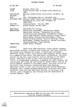 Middle Ground: News of Middle-Level Education, 1995. INSTITUTION National Middle School Association, Columbus, OH