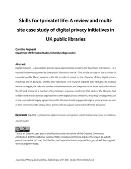 Skills for (Private) Life: a Review and Multi- Site Case Study of Digital Privacy Initiatives In