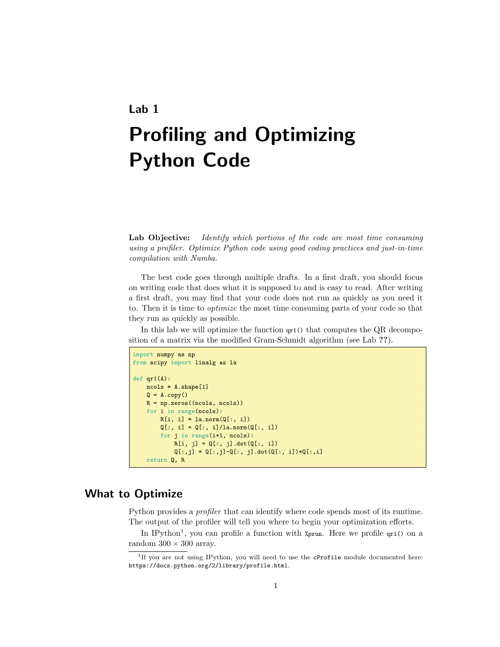 Profiling and Optimizing Python Code