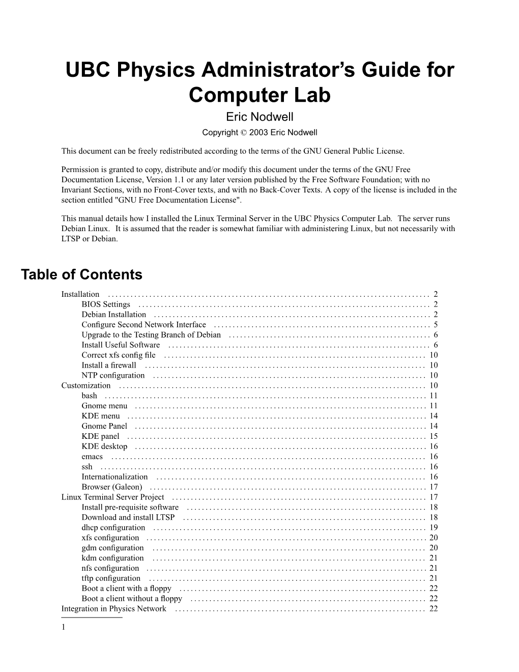 UBC Physics Administrator's Guide for Computer