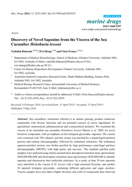 Discovery of Novel Saponins from the Viscera of the Sea Cucumber Holothuria Lessoni