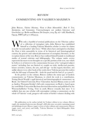 Commenting on Valerius Maximus