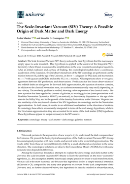 The Scale-Invariant Vacuum (SIV) Theory: a Possible Origin of Dark Matter and Dark Energy