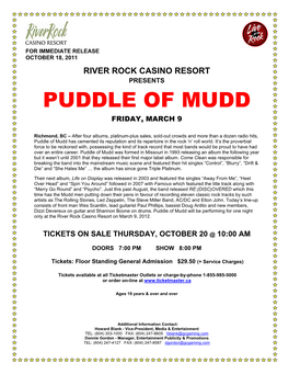 Puddle of Mudd Friday, March 9