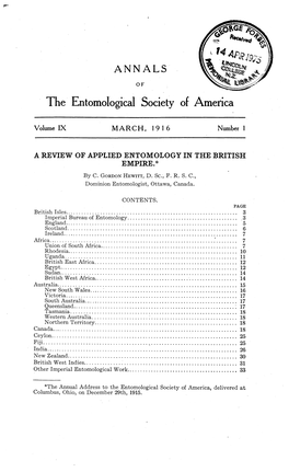 A Review of Applied Entomology in the British Empire.*