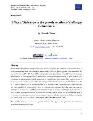 Effect of Stele Type in the Growth Rotation of Dalbergia Melanoxylon
