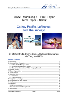 Cathay Pacific, Lufthansa, and Thai Airways