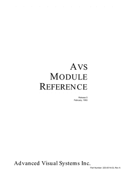 AVS Module Reference Manual 1 AVS3333333333333333333 Modules