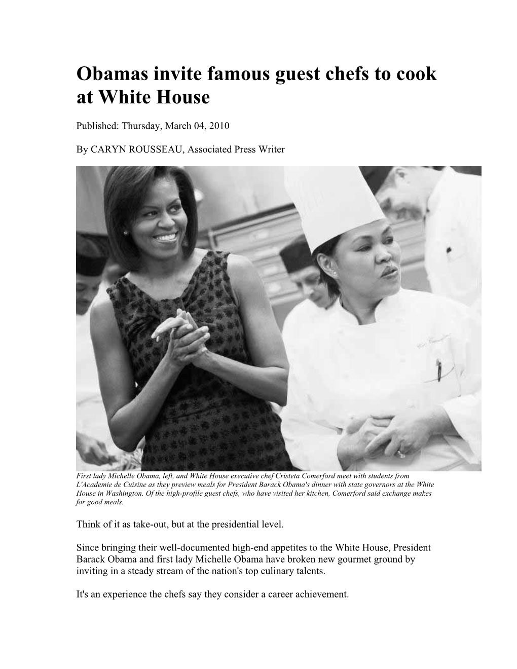 Obamas Invite Famous Guest Chefs to Cook at White House