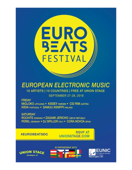 EUROBEATS Festival TOP EUROPEAN ARTISTS BRING BEATS to UNION STAGE September 27–28, 2019