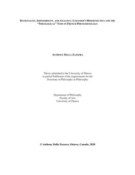 Thesis Submitted to the University of Ottawa in Partial Fulfilment of The