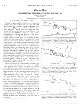 Weather Note TORNADOES NEAR NAGS HEAD, N.C., in MAY ANDJUNE 1960 FRANK B