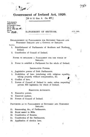 Government of Ireland Act, 1920. 10 & 11 Geo