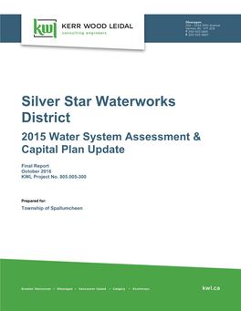 Silver Star Waterworks District 2015 Water System Assessment & Capital Plan Update