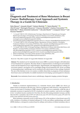 Diagnosis and Treatment of Bone Metastases in Breast Cancer: Radiotherapy, Local Approach and Systemic Therapy in a Guide for Clinicians