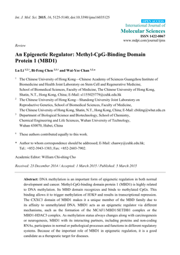 Methyl-Cpg-Binding Domain Protein 1 (MBD1)