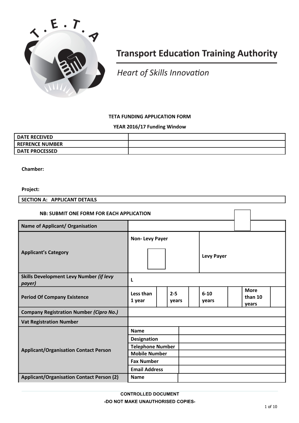 Teta Funding Application Form