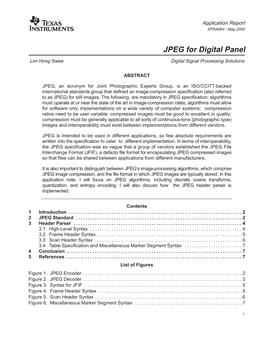 JPEG for Digital Panel on the TMS320C5000