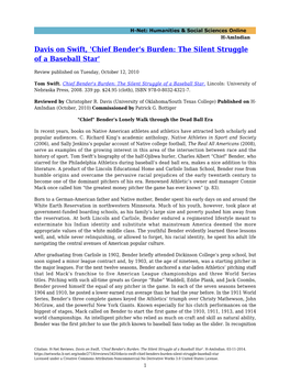 'Chief Bender's Burden: the Silent Struggle of a Baseball Star'