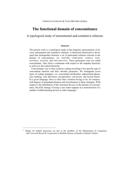 The Functional Domain of Concomitance
