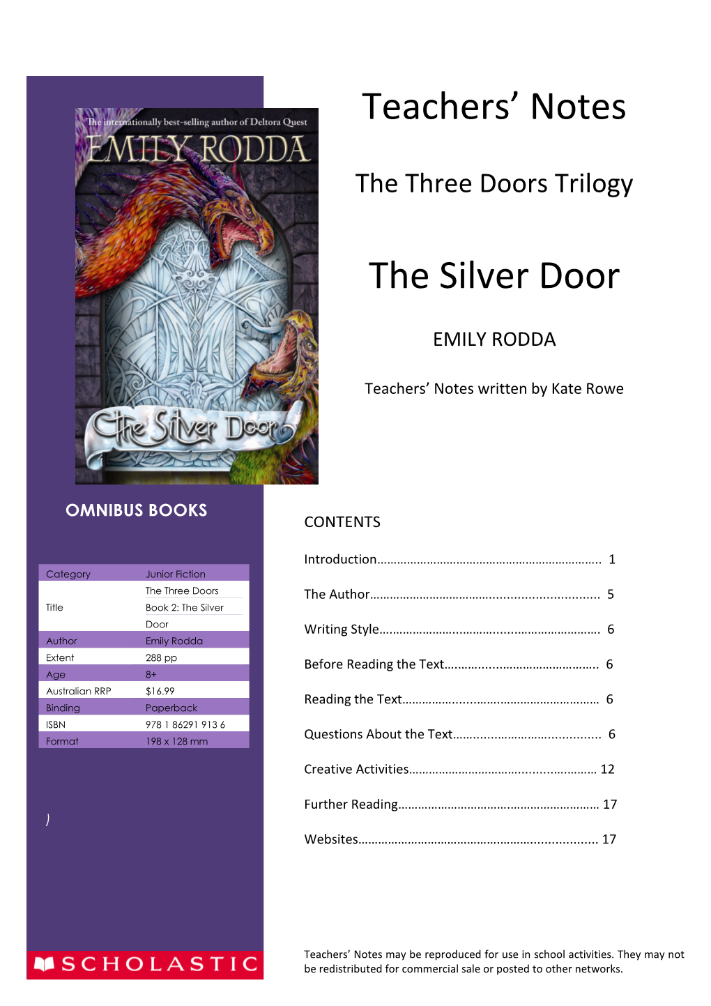 Teachers' Notes the Silver Door