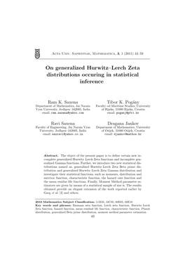 On Generalized Hurwitz–Lerch Zeta Distributions Occuring in Statistical Inference