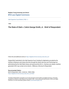 The State of Utah V. Calvin George Smith, Jr