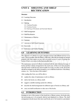 Unit 6 Shelving and Shelf Rectification