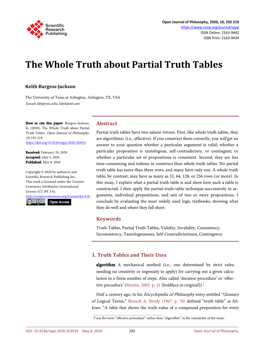 The Whole Truth About Partial Truth Tables