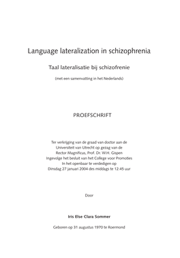 Language Lateralization in Schizophrenia
