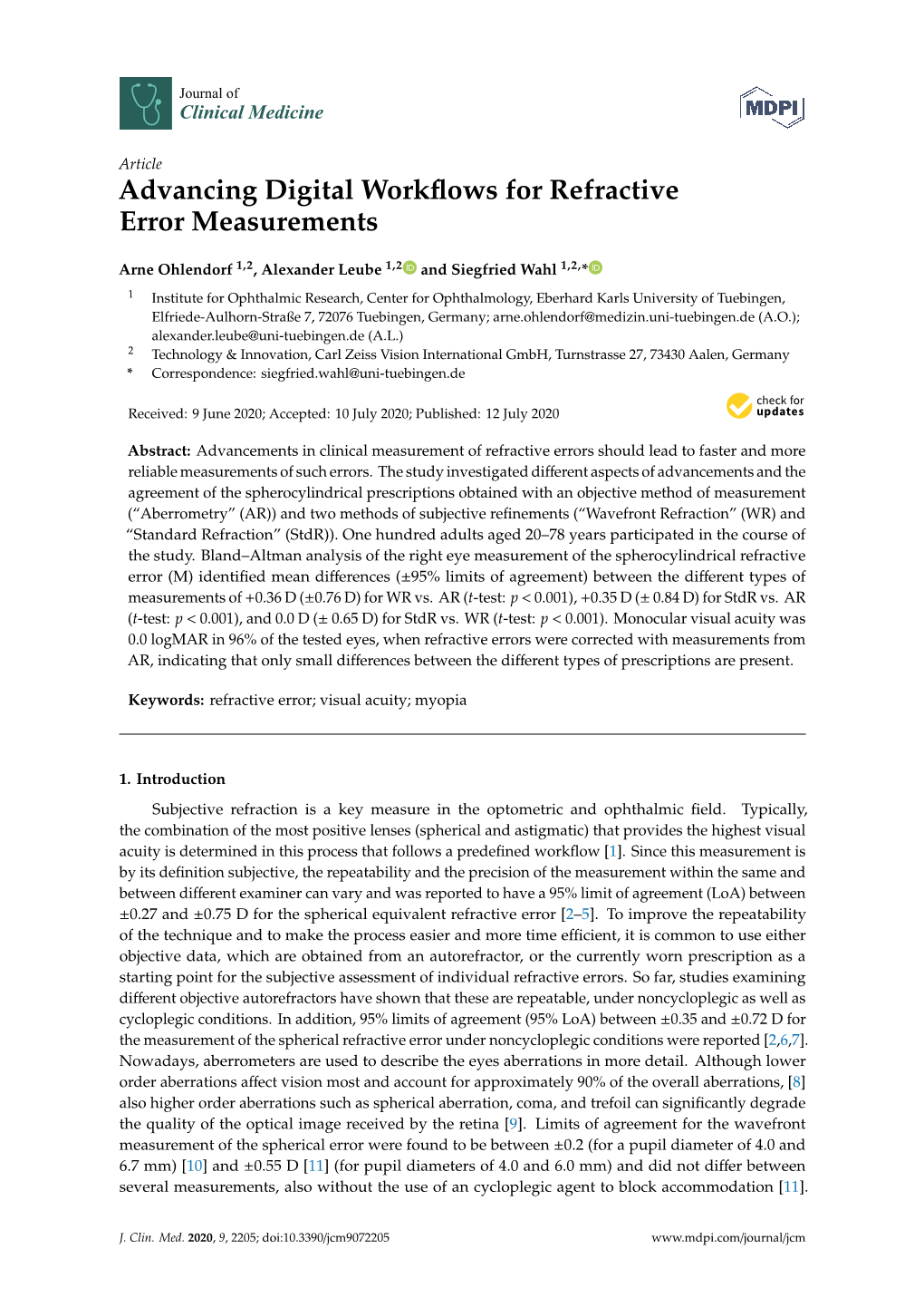 Advancing Digital Workflows for Refractive Error Measurements