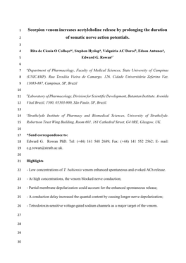 Scorpion Venom Increases Acetylcholine Release by Prolonging the Duration
