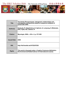 Title the Family Pleosporaceae: Intergeneric