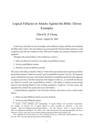 Logical Fallacies in Attacks Against the Bible: Eleven Examples