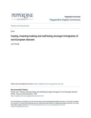Coping, Meaning-Making and Well-Being Amongst Immigrants of Non-European Descent