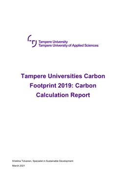 Tampere Universities Carbon Footprint 2019: Carbon Calculation Report