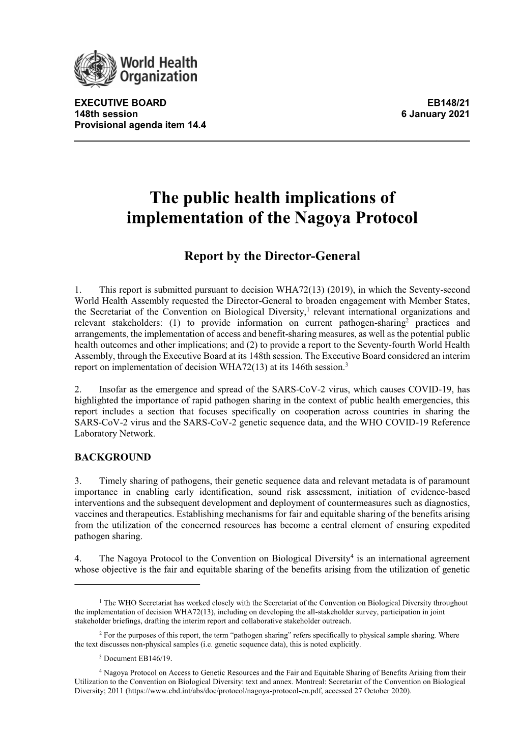 The Public Health Implications of Implementation of the Nagoya Protocol